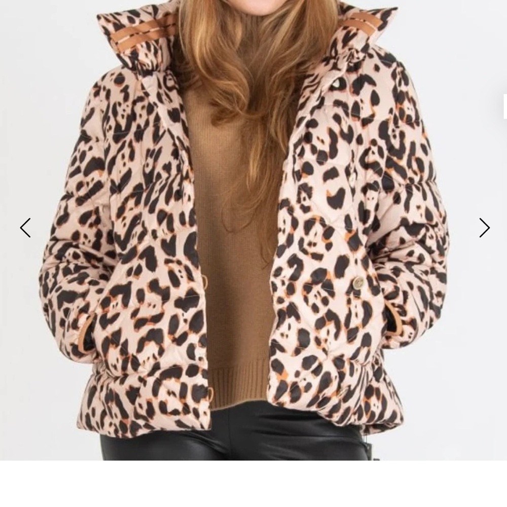 Marc Cain Leopard Print Puffer Jacket with Funnel Neck